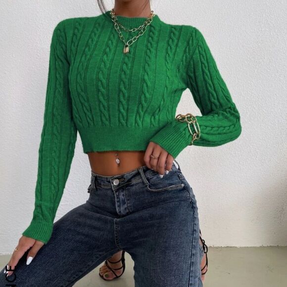SHEIN SZ S Essnce Cable Knit Crop Sweater - Picture 1 of 7